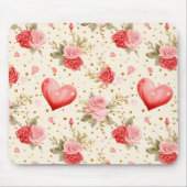 Valentinins Rosa und Rote Rosen und Herz Mousepad (Vorne)