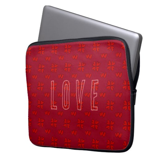 Valentinins rotes Herz auf der roten Liebe Laptopschutzhülle (Vorderseite Links)