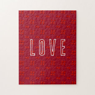 Valentinins rotes Herz auf der roten Liebe Puzzle