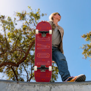 Valentinins rotes Herz auf der roten Liebe Skateboard