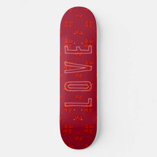 Valentinins rotes Herz auf der roten Liebe Skateboard (Vorderseite)