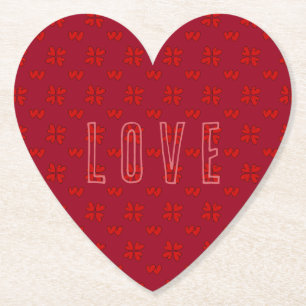 Valentinins rotes Herz auf der roten Liebe Untersetzer