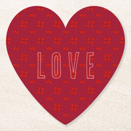Valentinins rotes Herz auf der roten Liebe Untersetzer (Vorderseite)