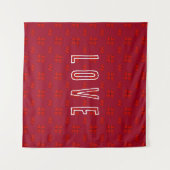 Valentinins rotes Herz auf der roten Liebe Wandteppich (Vorderseite (Horizontal))