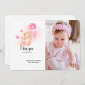 Valentinins Teddybären-Fotokarte Einladung (Vorne/Hinten)