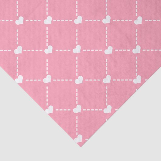 Valentinin's White Hearts & Dashes Seidenpapier (Ausschnitt)