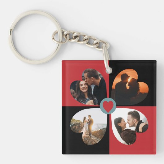 Valentinische Herz-Foto-Collage Schlüsselanhänger (Vorderseite)