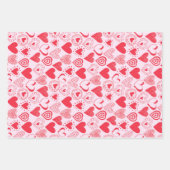 Valentinische Herzen in rosa Set von 3 Geschenkpapier Set (Vorderseite 3)