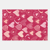 Valentinische Herzen in rosa Set von 3 Geschenkpapier Set (Vorderseite)