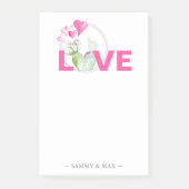 Valentinische Herzen und Kaktus Personalisiert Post-it Klebezettel (Vorderseite)