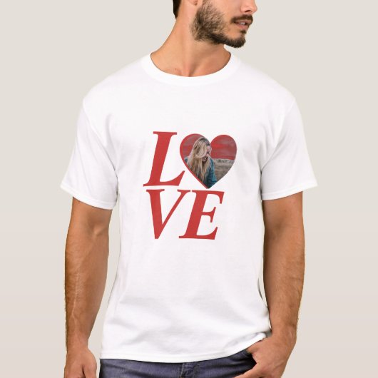 Valentinische Herzform personalisierte Foto Liebe T-Shirt (Vorderseite)