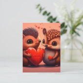 Valentinische Igel Cartoon Postkarte (Stehend Vorderseite)
