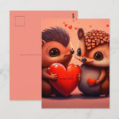 Valentinische Igel Cartoon Postkarte (Vorne/Hinten)