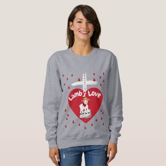Valentinische Lamm-Liebe Sweatshirt (Vorne ganz)
