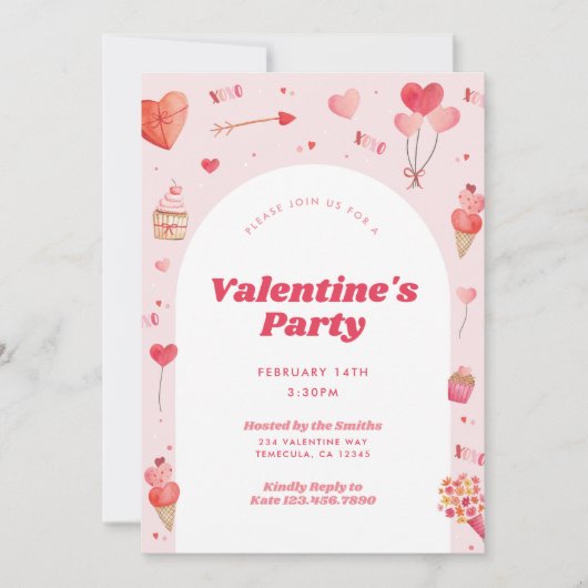 Valentinische Party Einladung (Vorderseite)