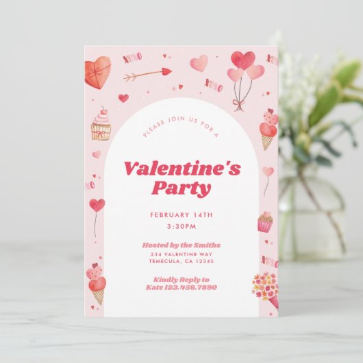 Valentinische Party Einladung (Stehend Vorderseite)