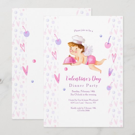 Valentinische Party Einladung (Vorne/Hinten)