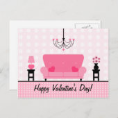 Valentinische Postkarte - Rosa Wohnzimmer (Vorne/Hinten)