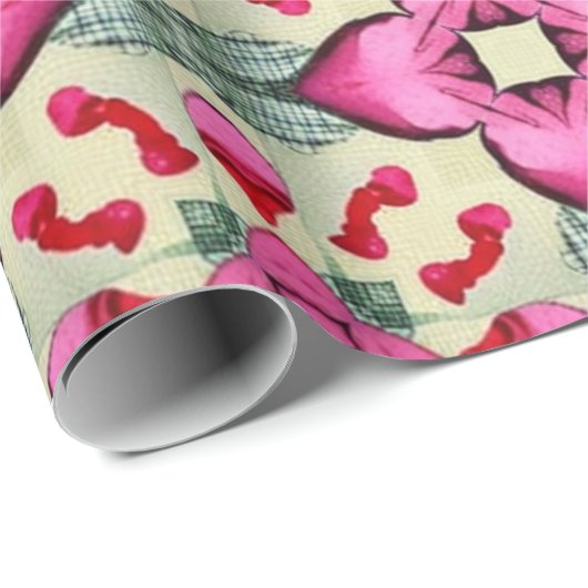 Valentinische Rotherzen Romantik abstraktes Muster Geschenkpapier (Rolleneckpunkt)