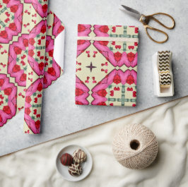 Valentinische Rotherzen Romantik abstraktes Muster Geschenkpapier