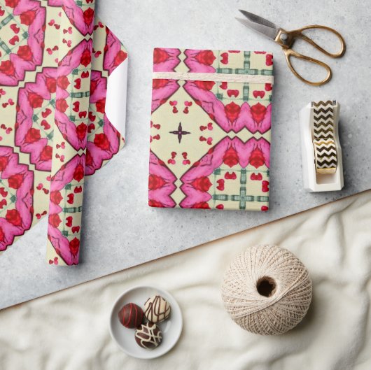 Valentinische Rotherzen Romantik abstraktes Muster Geschenkpapier (Kunsthandwerk)