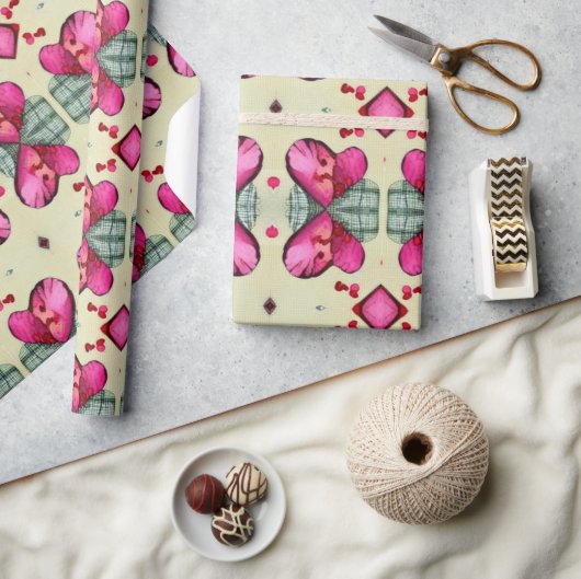 Valentinische Rotherzen Romantik abstraktes Muster Geschenkpapier (Kunsthandwerk)