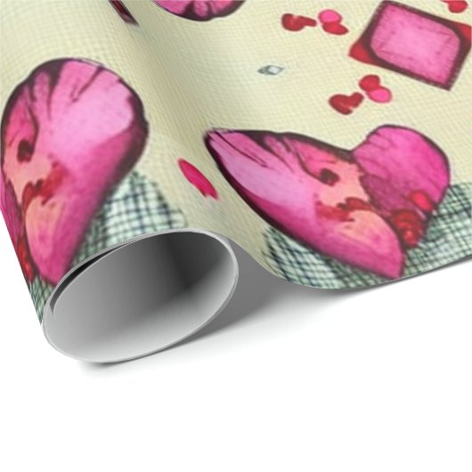 Valentinische Rotherzen Romantik abstraktes Muster Geschenkpapier (Rolleneckpunkt)
