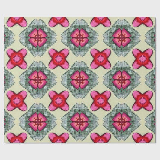 Valentinische Rotherzen Romantik abstraktes Muster Geschenkpapier (Flach)