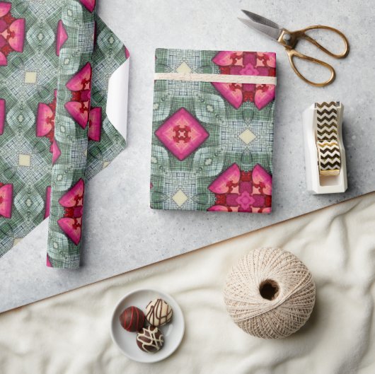 Valentinische Rotherzen Romantik abstraktes Muster Geschenkpapier (Kunsthandwerk)