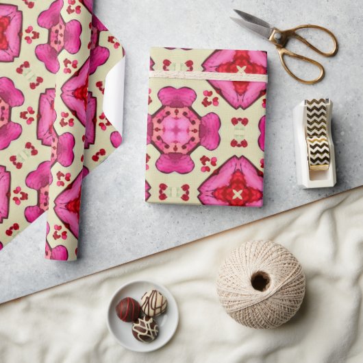 Valentinische Rotherzen Romantik abstraktes Muster Geschenkpapier (Kunsthandwerk)