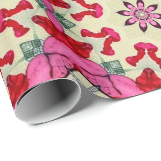 Valentinische Rotherzen Romantik abstraktes Muster Geschenkpapier (Rolleneckpunkt)