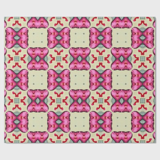 Valentinische Rotherzen Romantik abstraktes Muster Geschenkpapier (Flach)