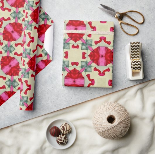 Valentinische Rotherzen Romantik abstraktes Muster Geschenkpapier (Kunsthandwerk)