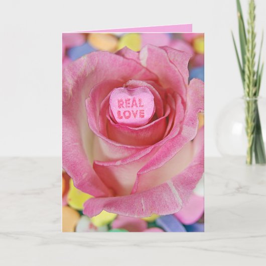 Valentinische Süßigkeiten in rosa Rosa Karte (Vorderseite)