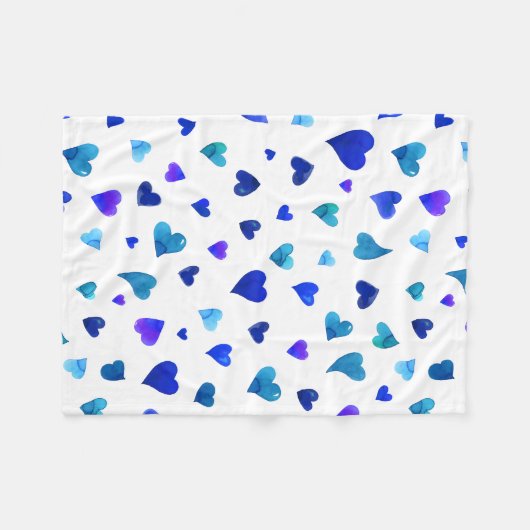 Valentinische Tagesherzen - blau Fleecedecke (Vorderseite (Horizontal))