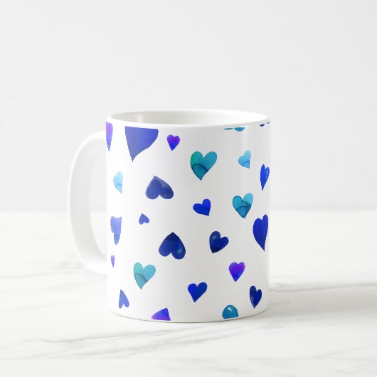 Valentinische Tagesherzen - blau Kaffeetasse (Vorderseite Links)