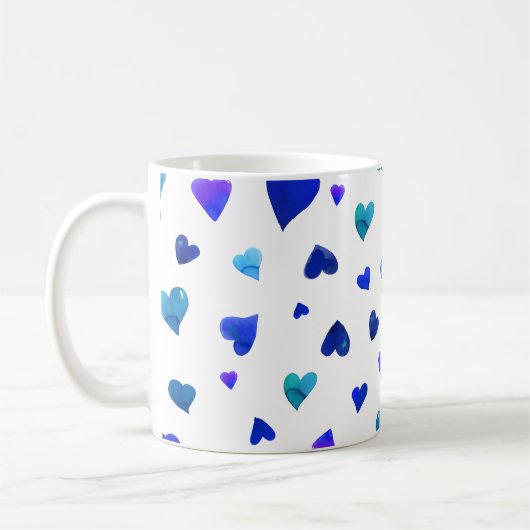 Valentinische Tagesherzen - blau Kaffeetasse (Links)