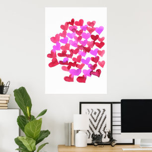 Valentinische Tagesherzen - Rosa und Magenta Poster