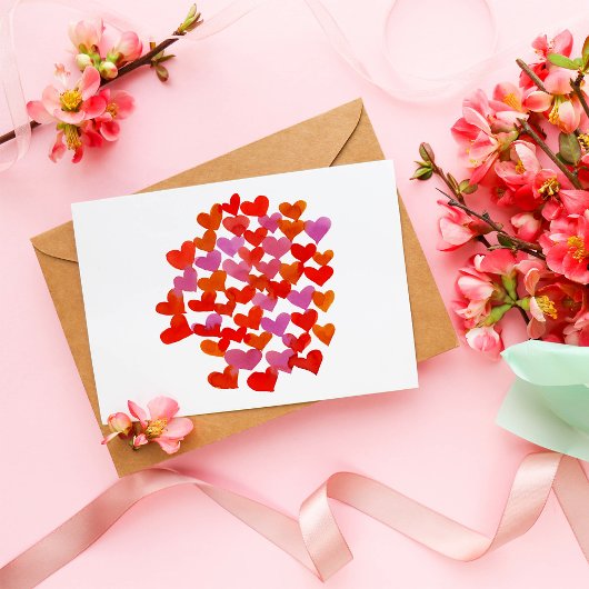 Valentinische Tagesherzen - rosa und orange Postkarte
