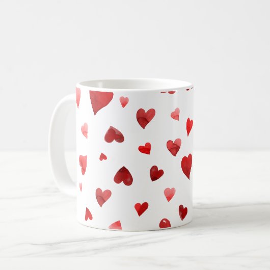 Valentinische Tagesherzen - rot Kaffeetasse (Vorderseite Links)