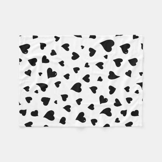 Valentinische Tagesherzen - Schwarz-Weiß Fleecedecke (Vorderseite (Horizontal))