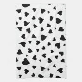 Valentinische Tagesherzen - Schwarz-Weiß Geschirrtuch (Vertikal)