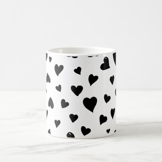 Valentinische Tagesherzen - Schwarz-Weiß Kaffeetasse (Mittel)