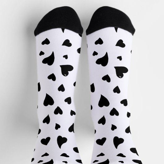 Valentinische Tagesherzen - Schwarz-Weiß Socken (Oben)