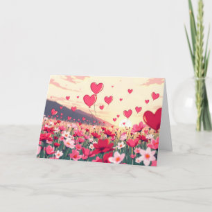 Valentinische Tagesherzen und Blume Feiertagskarte
