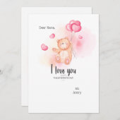 Valentinische Teddy-Bärenkarte Einladung (Vorne/Hinten)