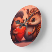 Valentinischer Bärengewohnheit Runde Wanduhr (Winkel)