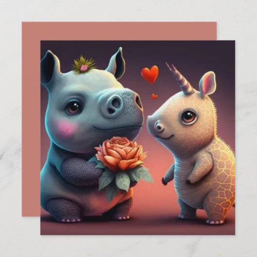 Valentinischer Hippo-Cartoon (Vorne/Hinten)