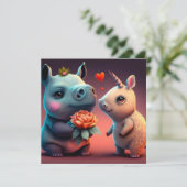 Valentinischer Hippo-Cartoon (Stehend Vorderseite)