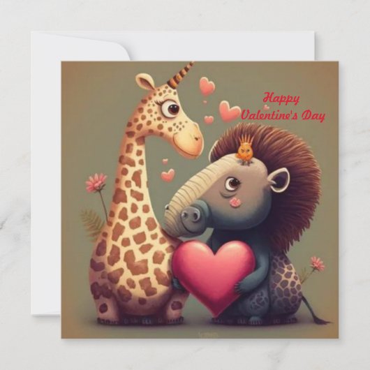 Valentinischer Hippo-Cartoon (Vorderseite)